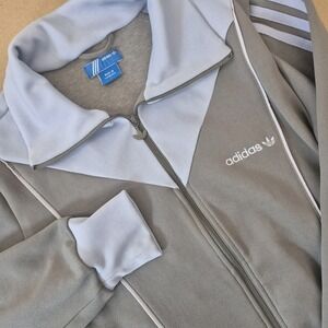 Adidas Track Jacket‎ Women's Large Gray Stretch Full Zip Y2K
